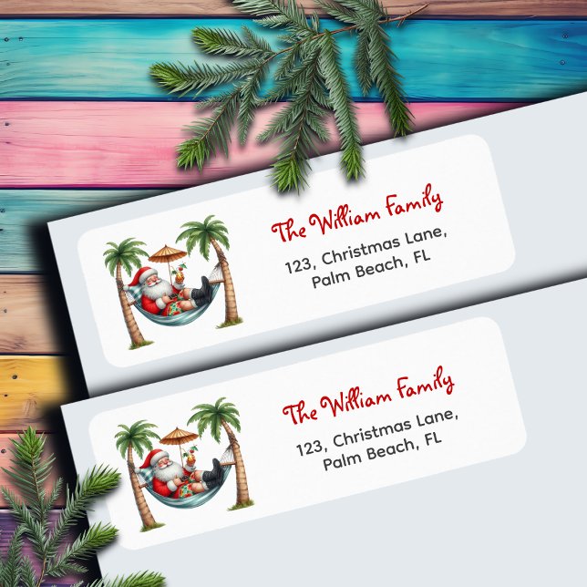 Santa on a Tropical Island Return Address Label (Creator Uploaded)
