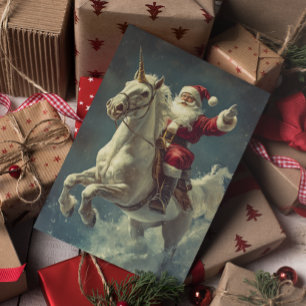 Santa on a Unicorn Christmas Holiday  Card