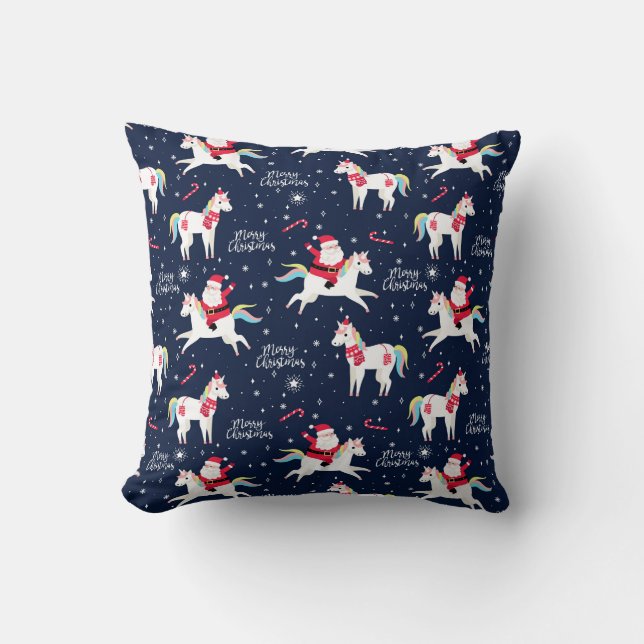 Santa on a Unicorn Cushion (Front)
