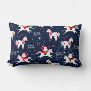 Santa on a Unicorn Lumbar Cushion