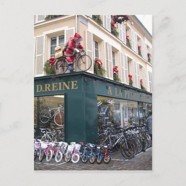 Santa on Bike Christmas Postcard (Front)