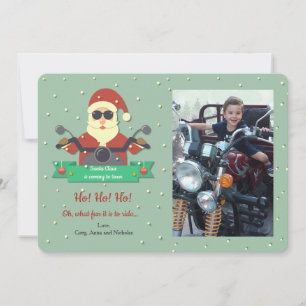 Santa on Bike Photo Holiday Card