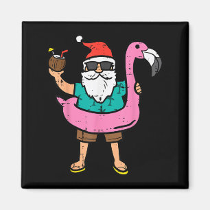 Santa On Flamingo Floatie Cute Christmas in July Magnet