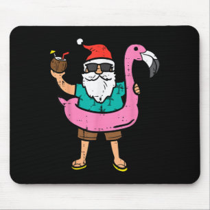 Santa On Flamingo Floatie Cute Christmas in July Mouse Pad