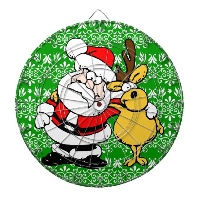 Santa on Green Background Dartboard (Front)