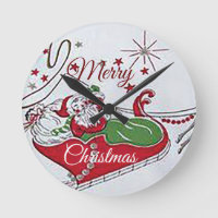 “Santa on His Sleigh” Round Acrylic Wall Clock