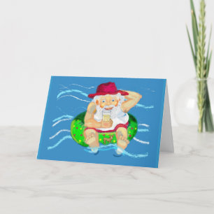 Santa on holiday - drinking lemonade