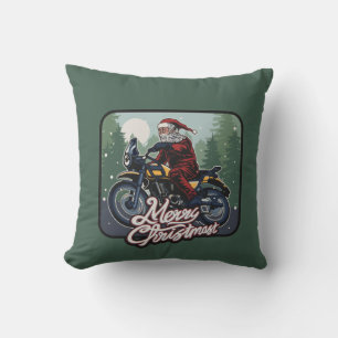 Santa on Motorcycle Cushion