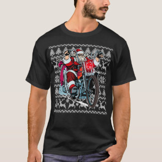 Santa on Motorcycle Ugly Christmas Sweater Gift 