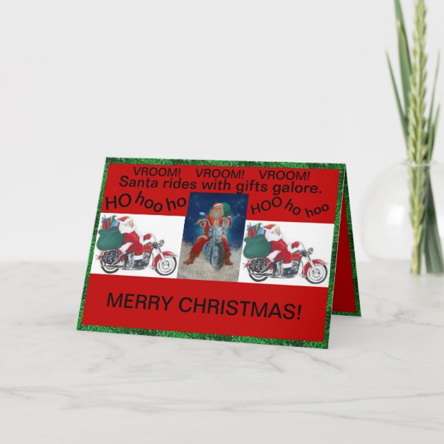 Santa on Motorcycles Christmas Card (Front)
