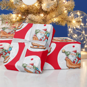Santa on Red Wrapping Paper