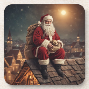 Santa on Rooftop Coaster