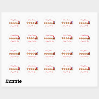 Santa On Sleigh Christmas Classic Round Sticker
