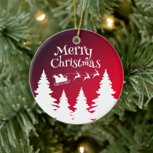 Santa on Sleigh Ornament - Festive Christmas Tree 