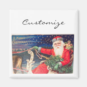 Santa on sleigh Thunder_Cove vintage Magnet