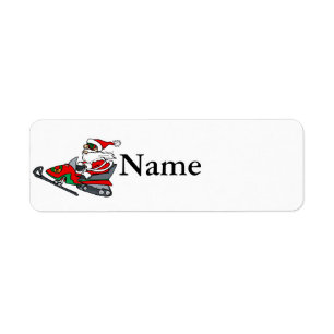 santa on snowmobile return address label