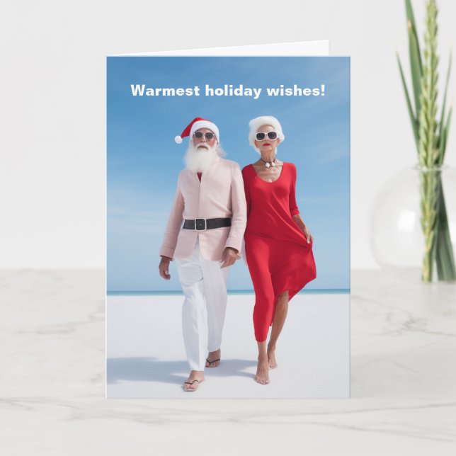 Santa on the Beach Holiday Card (Front)