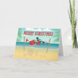 Santa on the Beach Merry Christmas Card<br><div class="desc">Cute Christmas card with Santa's clothes on a clothesline on the beach</div>