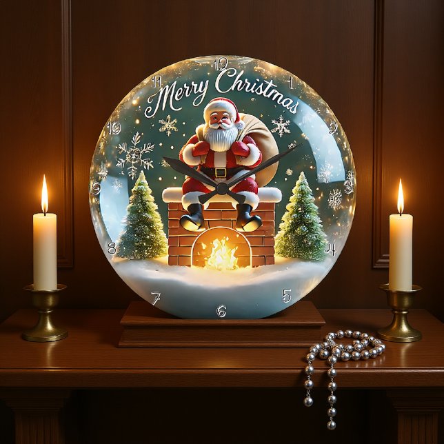 Santa on the Chimney Large Clock (Creator Uploaded)