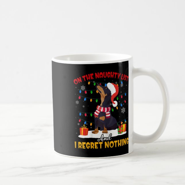 Santa On The Naughty List Dachshund Christmas Gift Coffee Mug (Right)