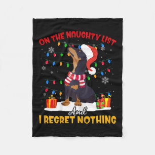 Santa On The Naughty List Dachshund Christmas Gift Fleece Blanket