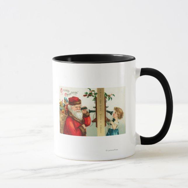 Santa on the Phone with Little Girl Mug (Right)