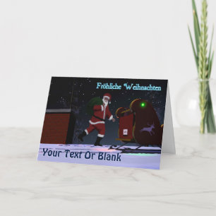 Santa On The Roof - Frohliche Weihnachten Holiday Card