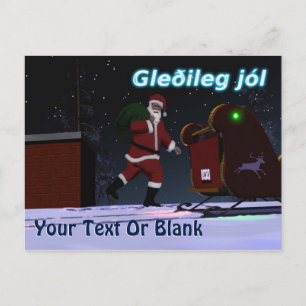 Santa On The Roof - Gleðileg jól Holiday Postcard