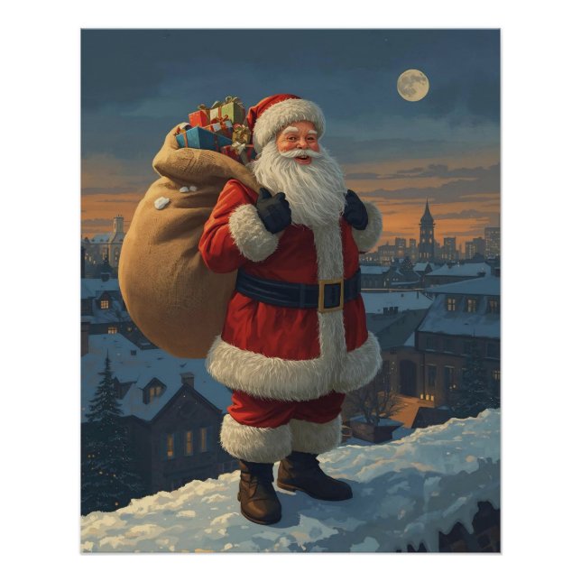 Santa on the Rooftop Poster (Front)