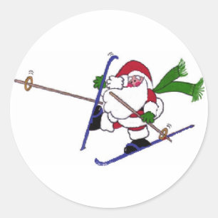 Santa on the Slopes Classic Round Sticker