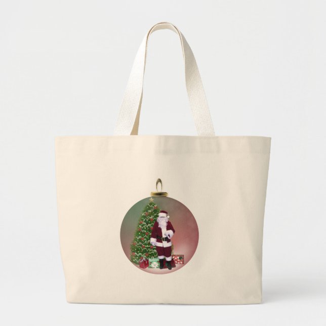 Santa Ornament Large Tote Bag (Front)