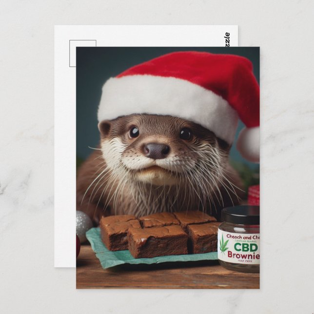 Santa Otter CBD Brownies Postcard (Front/Back)