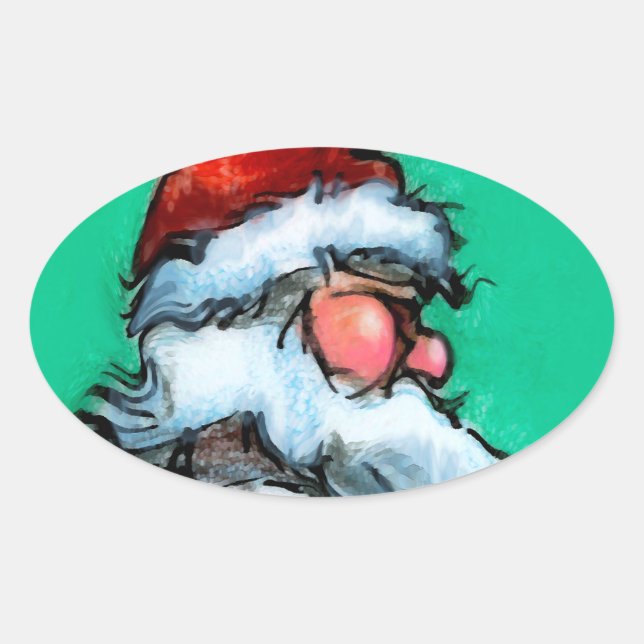 Santa Oval Sticker (Front)