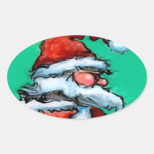 Santa Oval Sticker