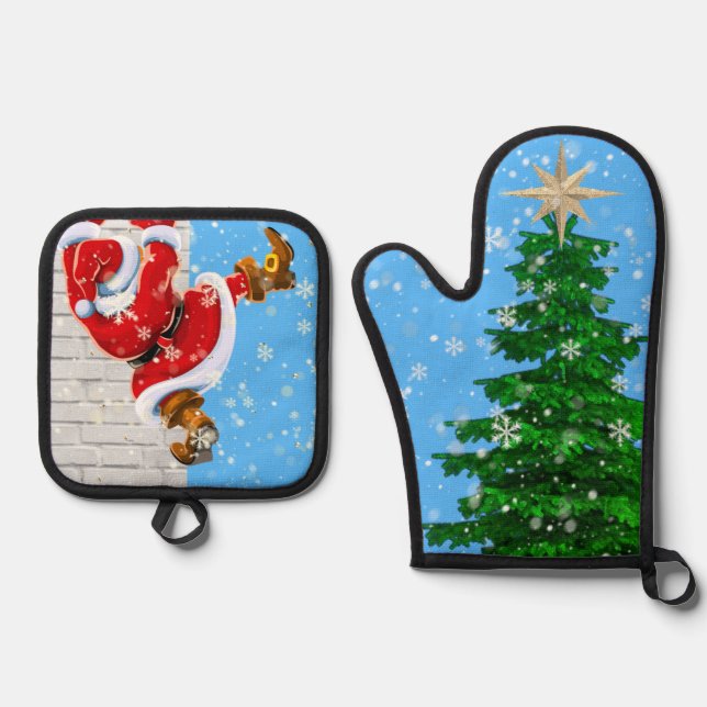 Santa  oven mitt & pot holder set (Front)