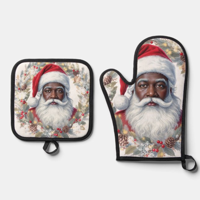 Santa  oven mitt & pot holder set (Front)