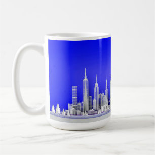 Santa Over New York City Christmas Blue Mug