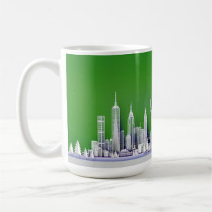 Santa Over New York City Christmas Green Mug