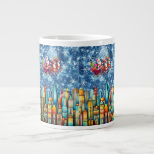 SANTA OVER THE CITY LARGE COFFEE MUG