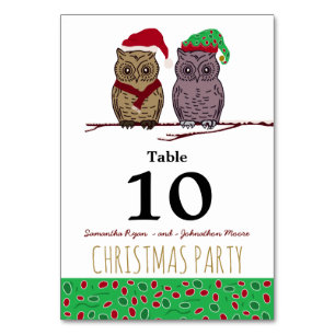 Santa Owl and Elf Owl Table Number