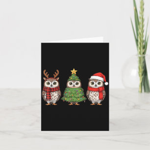 Santa Owl Christmas Tree Owl Lover Animal Xmas Paj Card
