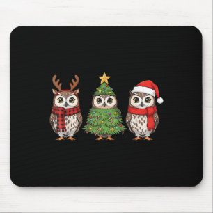 Santa Owl Christmas Tree Owl Lover Animal Xmas Paj Mouse Pad