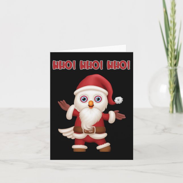 Santa Owl Festive Fun Christmas  Card (Front)