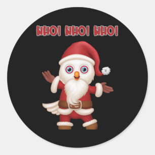 Santa Owl Festive Fun Christmas Classic Round Sticker