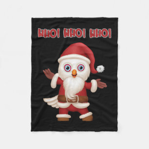 Santa Owl Festive Fun Christmas Fleece Blanket