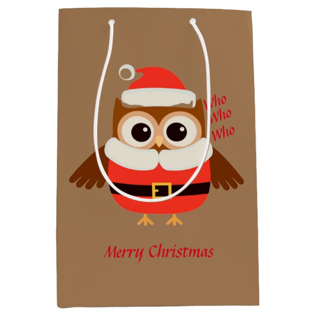 Santa Owl Giftbag Medium Gift Bag (Front)