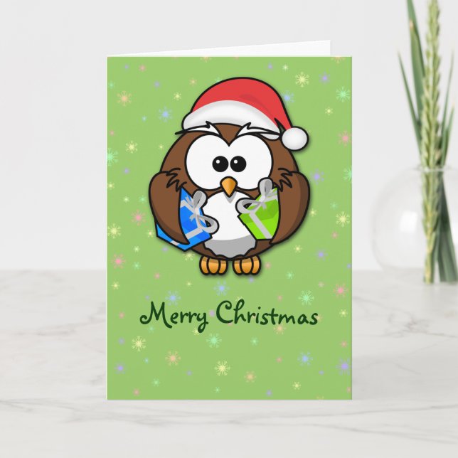 Santa owl holiday card (Front)