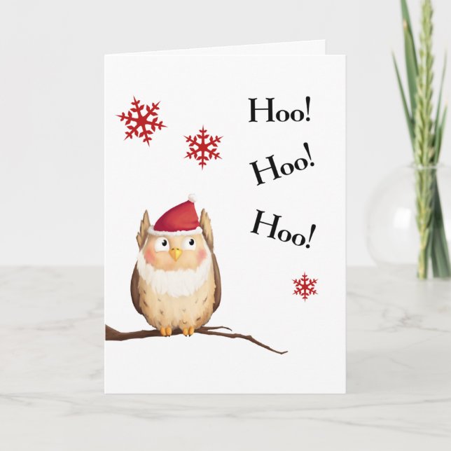 Santa Owl Holiday Card (Front)