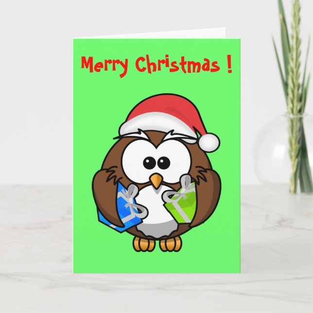 SANTA OWL HOLIDAY CARD (Front)