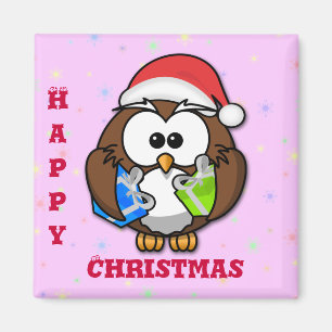Santa owl magnet
